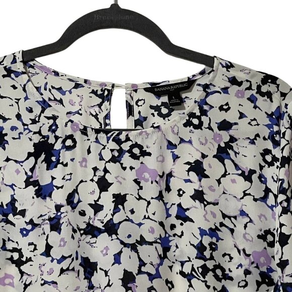 Banana Republic Womens Size L Floral Long Sleeve Blouse With Tie Cuffs - Picture 2 of 10